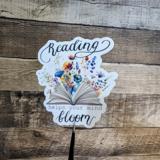 Reading Floral Bookish Vinyl Sticker, Book Lover Sticker