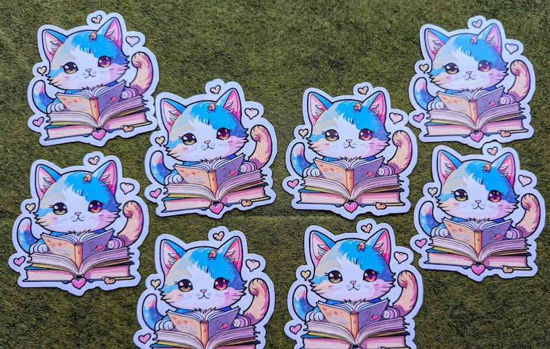 Copy of Cute British Cat Flowers Waterproof Vinyl Stickers