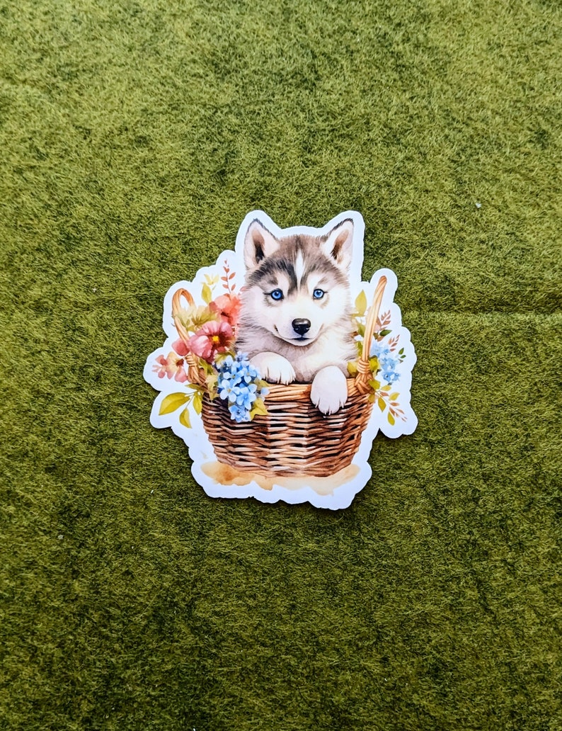 Cute Siberian Husky Dog Waterproof Stickers