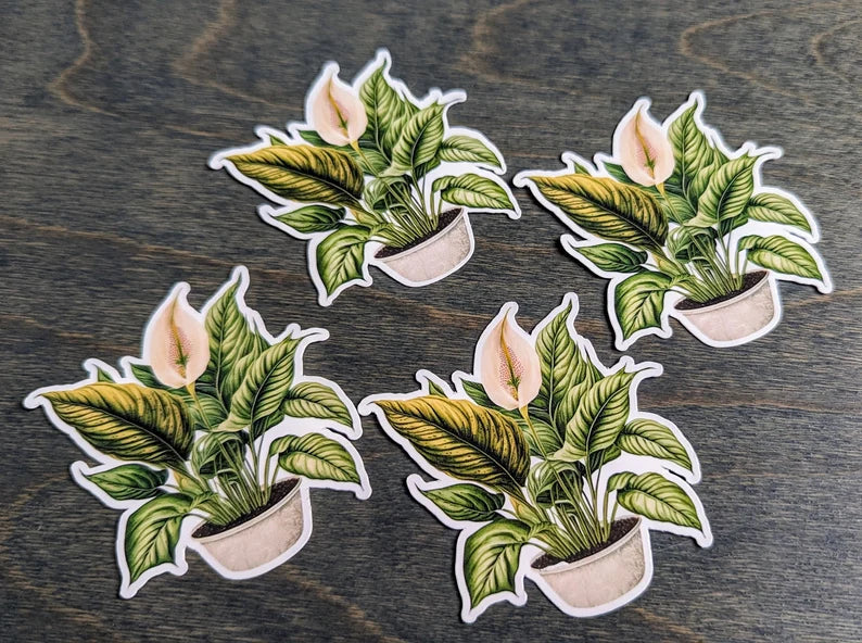 Peace Lily Plant Stickers, Houseplant, Plant Mom Stickers, Plantaholic Stickers, Notebook, Journal Stickers