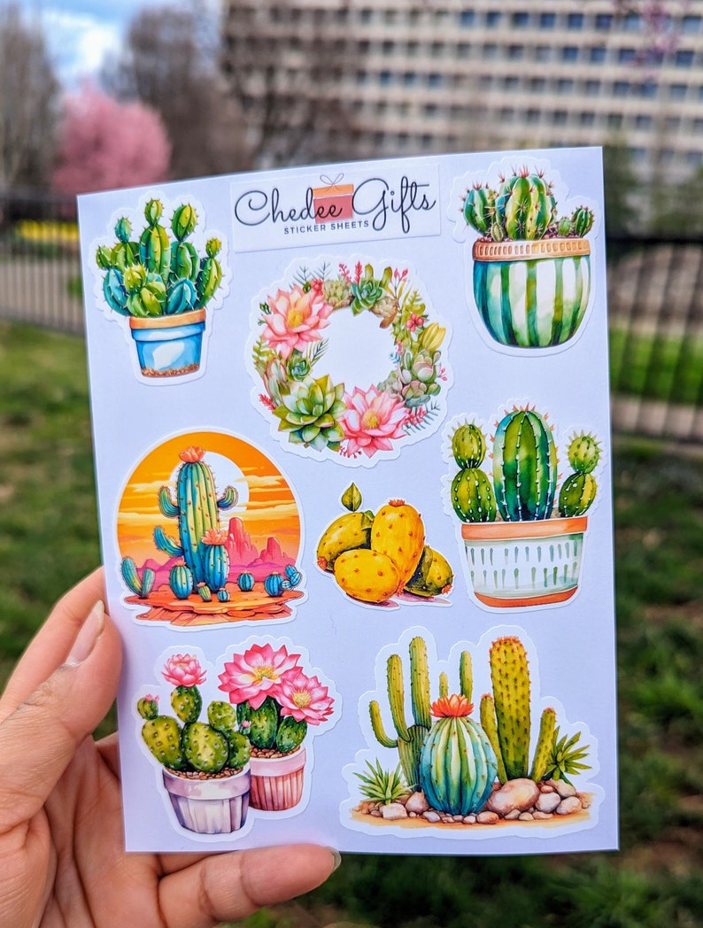 Cactus Sticker Sheet, Planner sticker, Journal Stickers 02