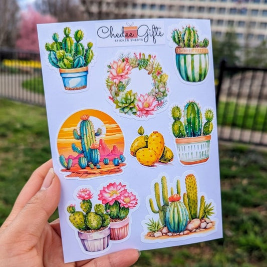 Cactus Sticker Sheet, Planner sticker, Journal Stickers 02