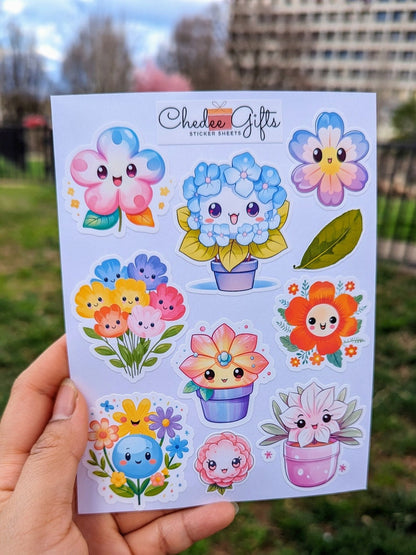 Cute Kawaii Floral Sticker Sheet, Planner sticker, Journal Stickers 02