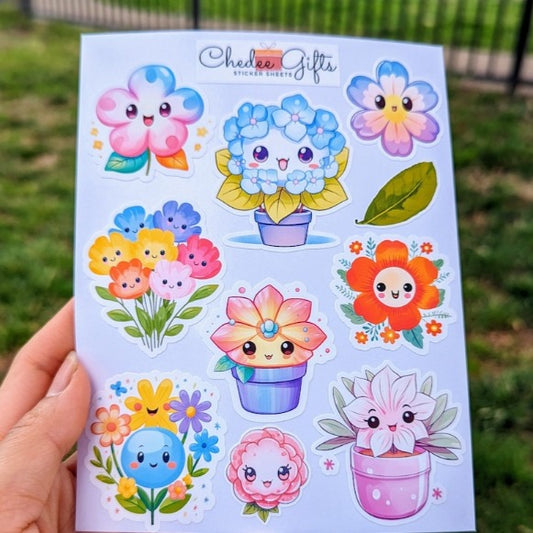 Cute Kawaii Floral Sticker Sheet, Planner sticker, Journal Stickers 02