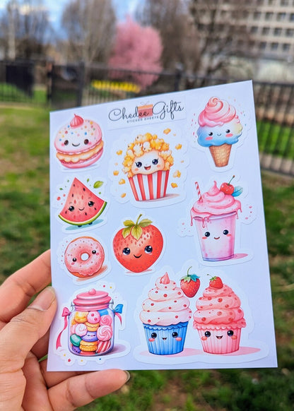 Cute Kawaii Food Sticker Sheet, Kawaii Food, Kawaii Sweets, 02