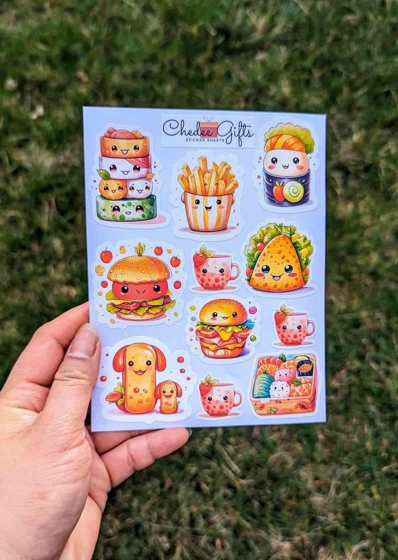 Cute Kawaii Food Sticker Sheet, Kawaii Food, Kawaii Sweets, Planner