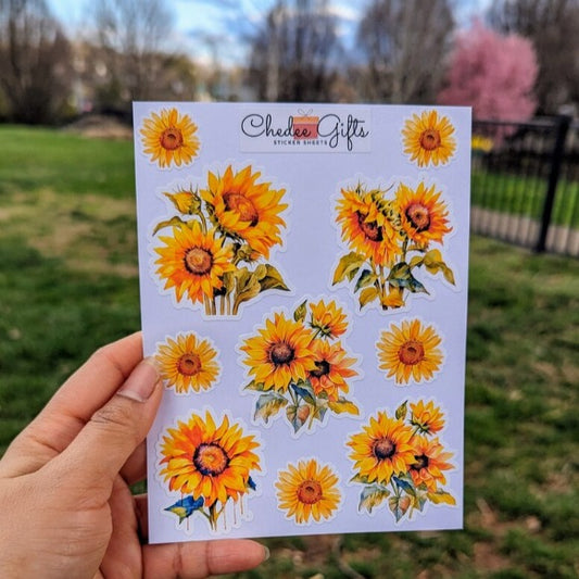 Sunflower Sticker Sheet, Planner sticker, Journal Stickers