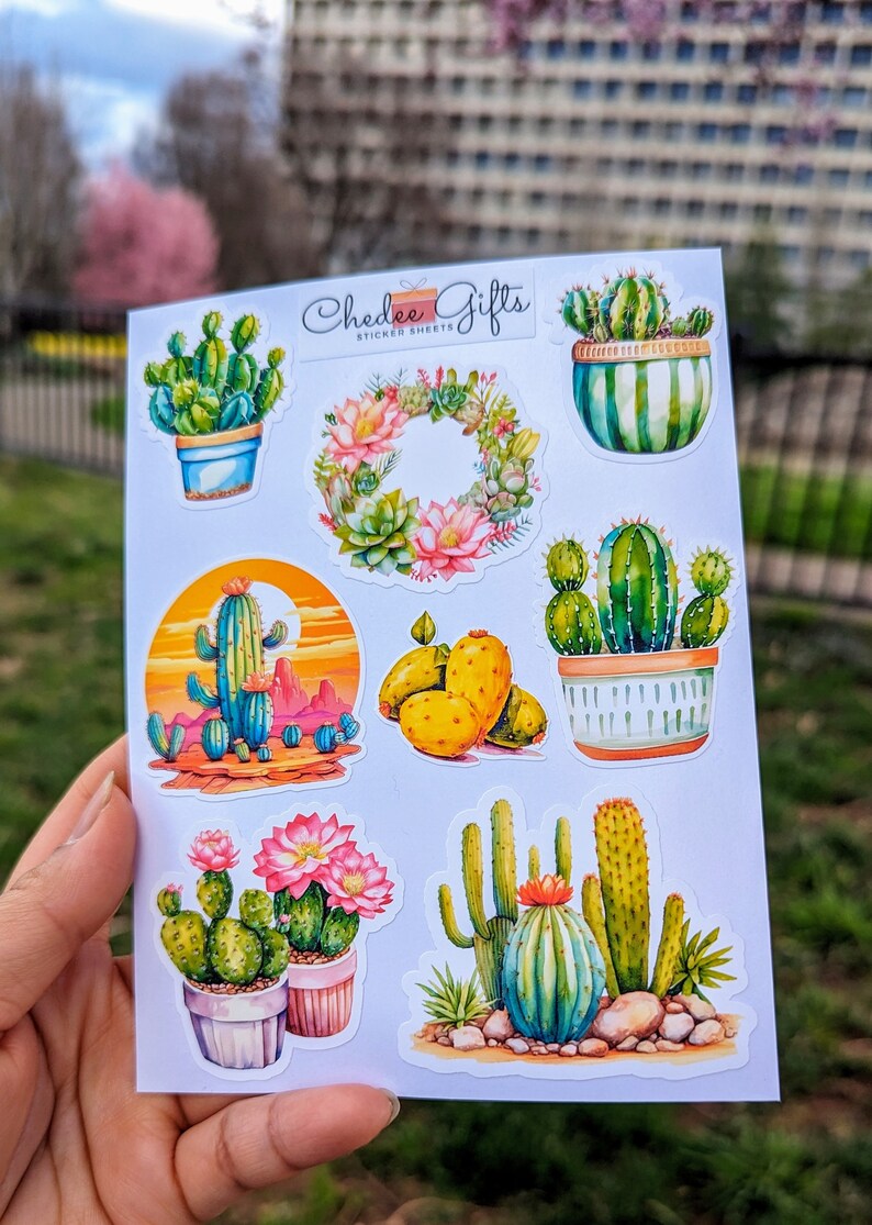 Cactus Sticker Sheet, Planner sticker, Journal Stickers 02