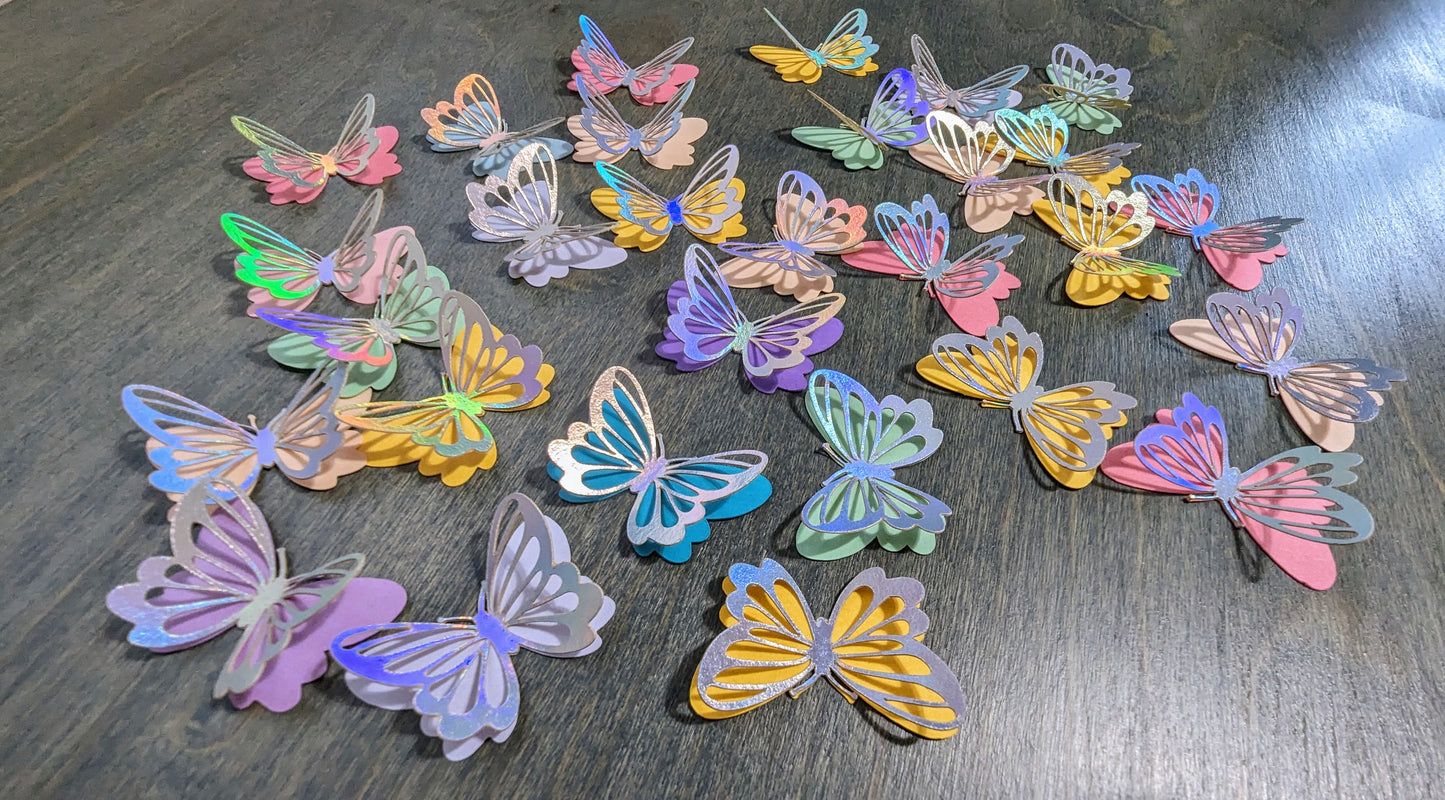 Pack of 50 Assorted 3D Small Butterflies Confetti, Butterfly Theme Party