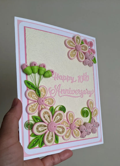 Pink Anniversary Quilled Greeting Card- All Purpose