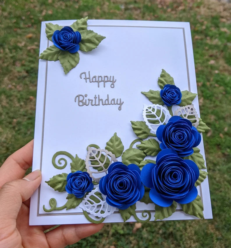 Royal Blue Rose Birthday Greeting Card