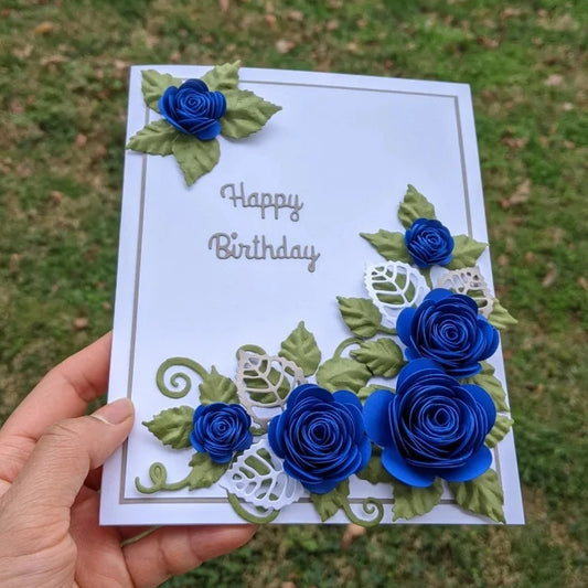 Royal Blue Rose Birthday Greeting Card