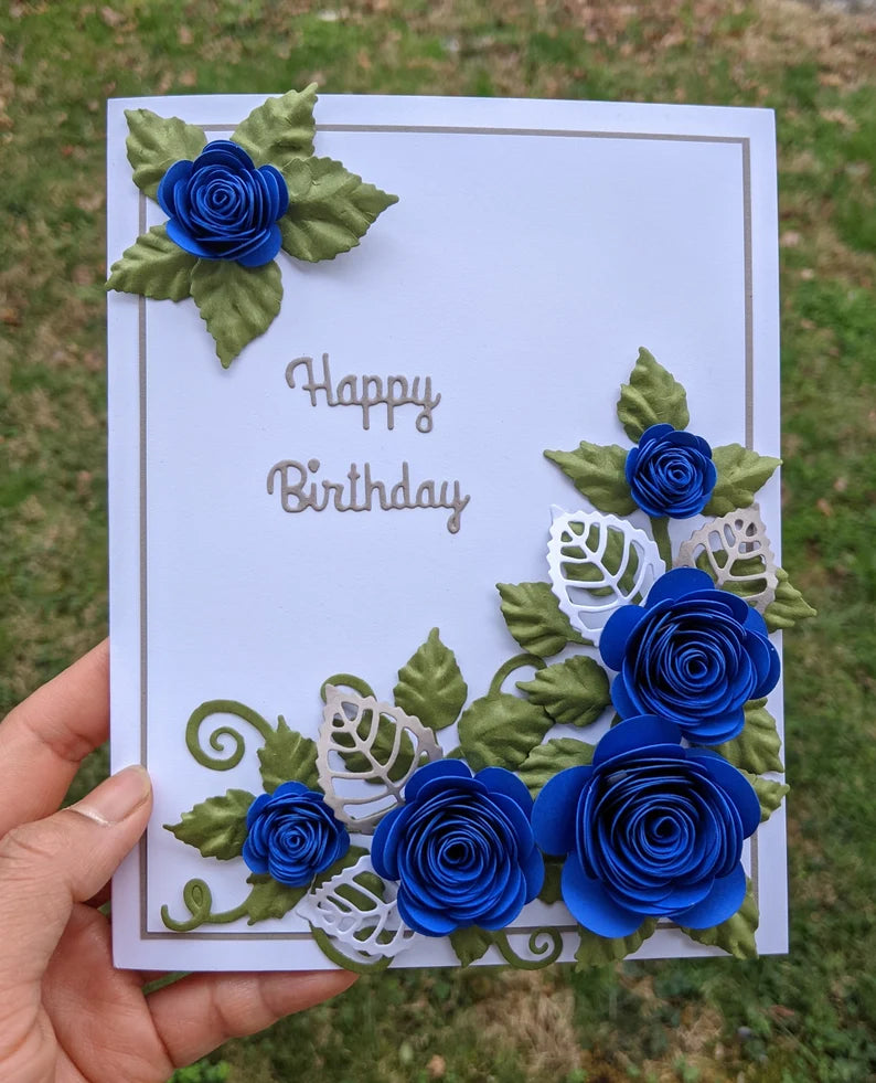 Royal Blue Rose Birthday Greeting Card