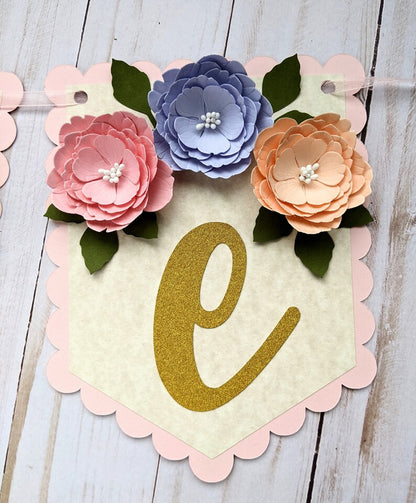 Personalized Floral First Birthday Banner