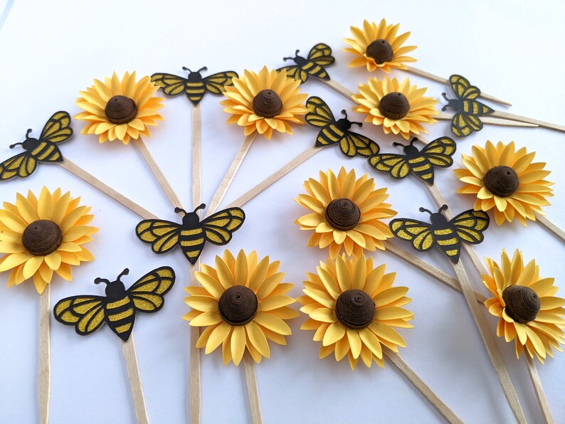 Bee & Sunflower Cupcake Toppers