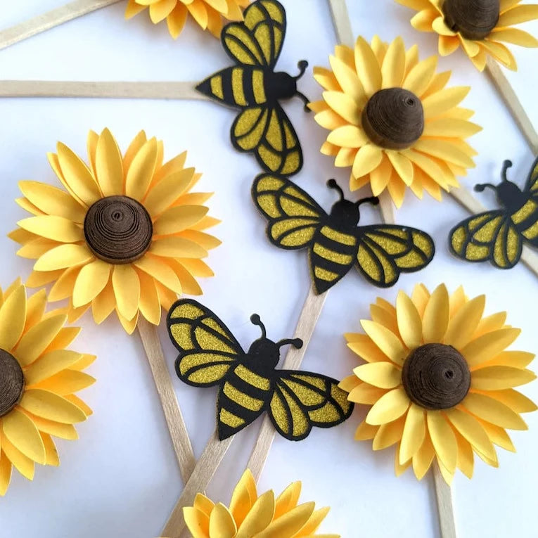 Bee & Sunflower Cupcake Toppers