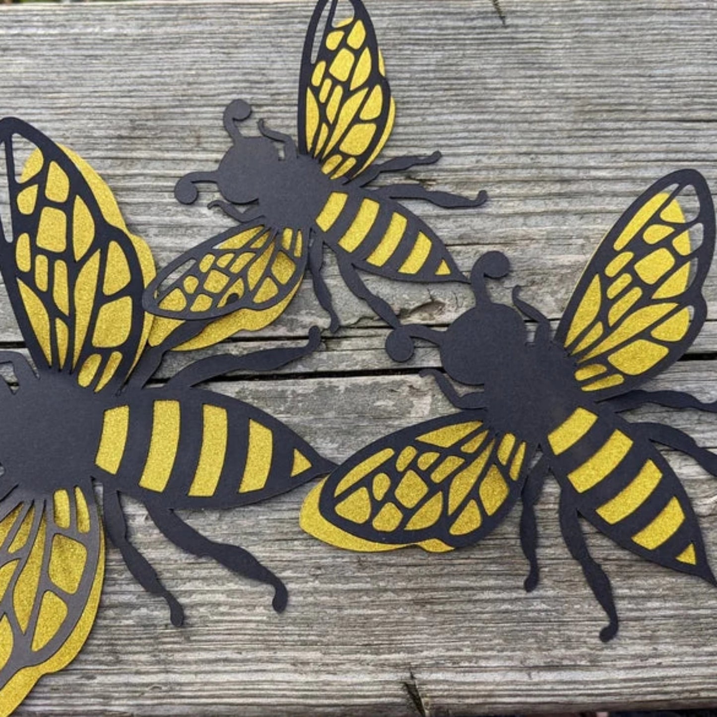 Copy of Set of 6 3D Bee Birthday Decor- Handmade #2301