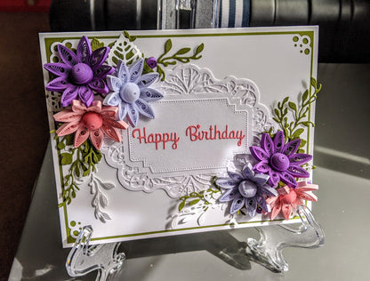 Happy Birthday Quilled Greeting Card-Anniversary- Art Paper-Handmade