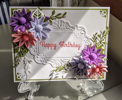 Happy Birthday Quilled Greeting Card-Anniversary- Art Paper-Handmade