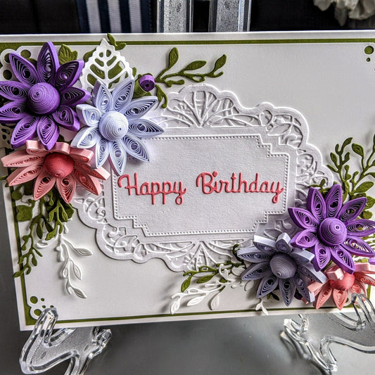 Happy Birthday Quilled Greeting Card-Anniversary- Art Paper-Handmade