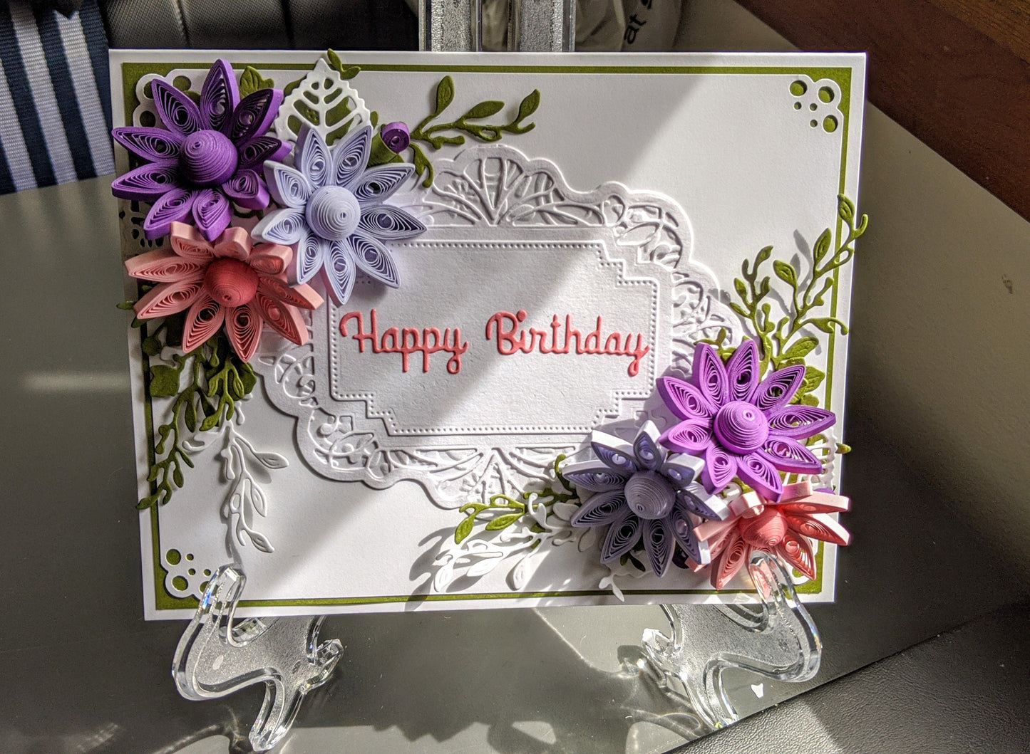 Happy Birthday Quilled Greeting Card-Anniversary- Art Paper-Handmade