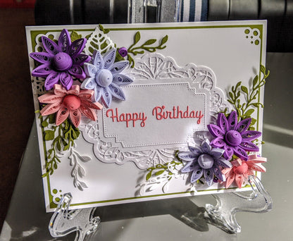 Happy Birthday Quilled Greeting Card-Anniversary- Art Paper-Handmade