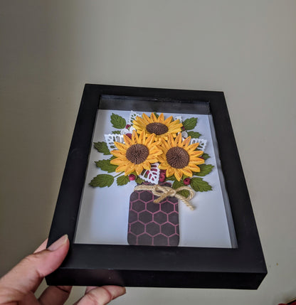 3D Sunflower Shadow Box Quilled Wall Art- Nursery Decorations