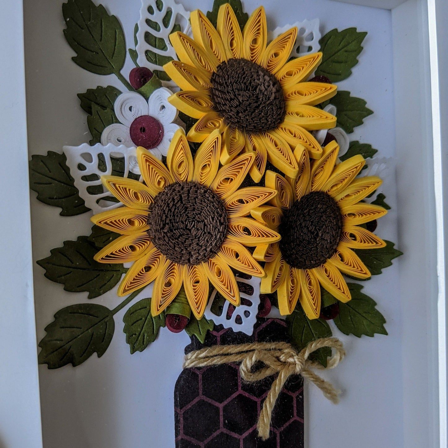 3D Sunflower Shadow Box Quilled Wall Art- Nursery Decorations