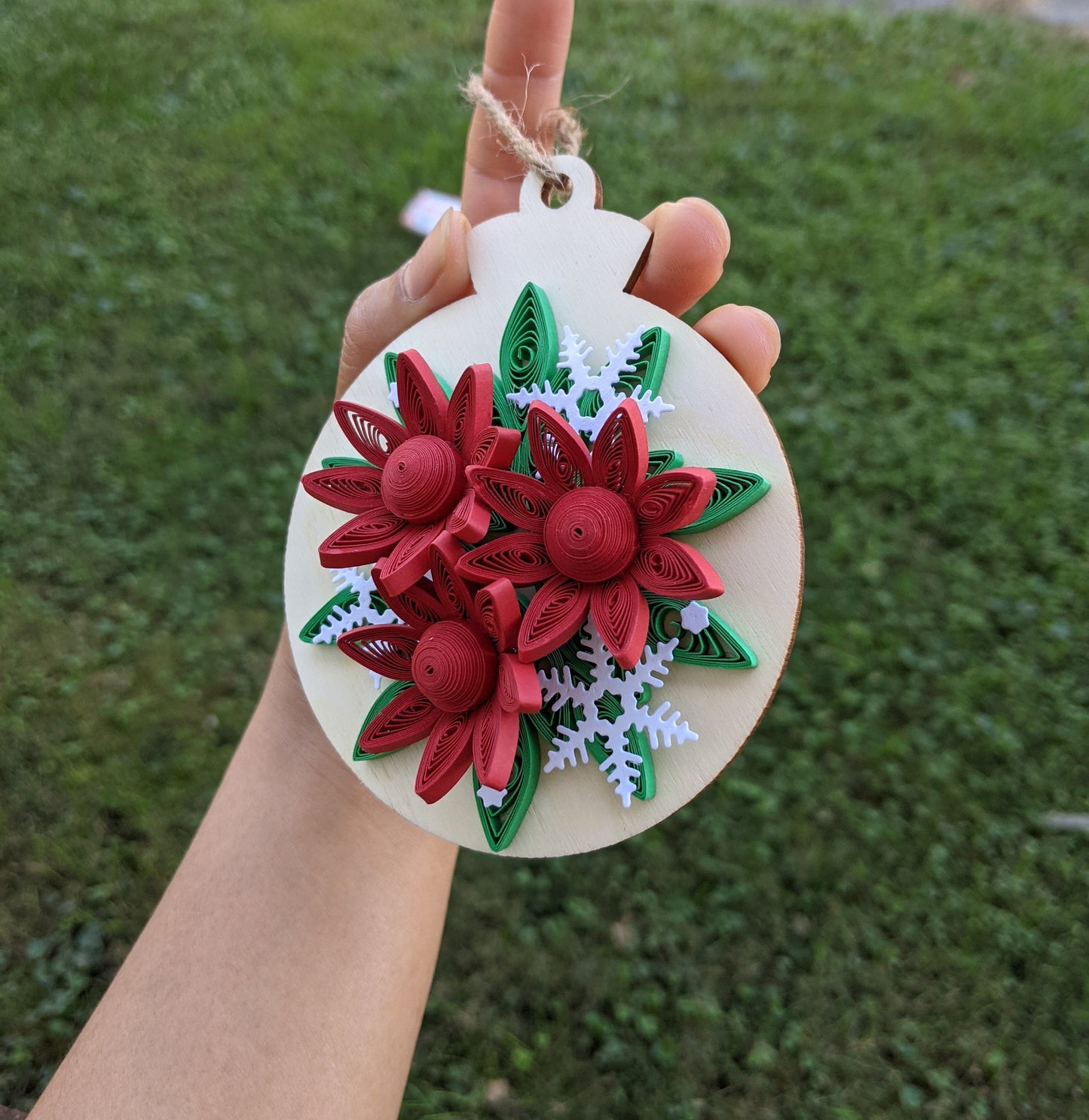 3D Floral Christmas Ornaments-Quilled Ornaments-Handmade