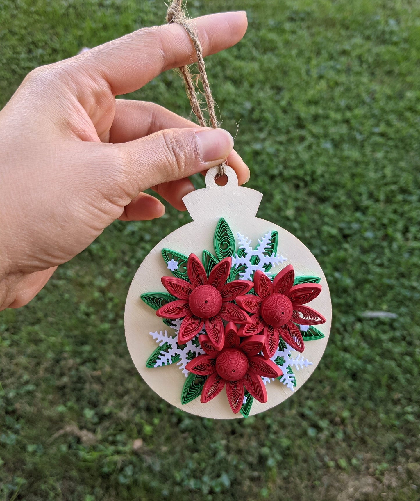 3D Floral Christmas Ornaments-Quilled Ornaments-Handmade