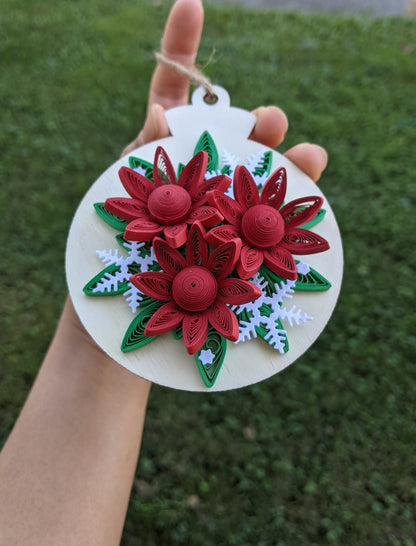 3D Floral Christmas Ornaments-Quilled Ornaments-Handmade