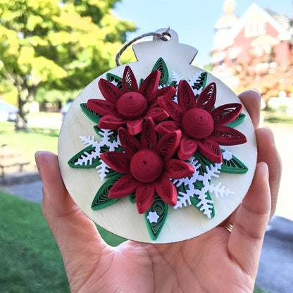 3D Floral Christmas Ornaments-Quilled Ornaments-Handmade