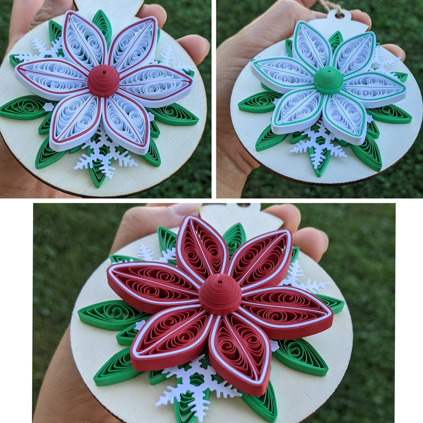 3D Christmas Quilled Ornaments- Art Paper- Handmade