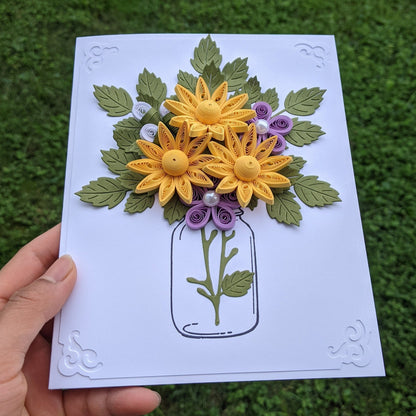 3D Yellow Birthday Quilled Greeting Card- All-Purpose