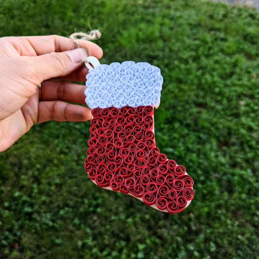 Socks Christmas Quilled Ornaments- Handmade