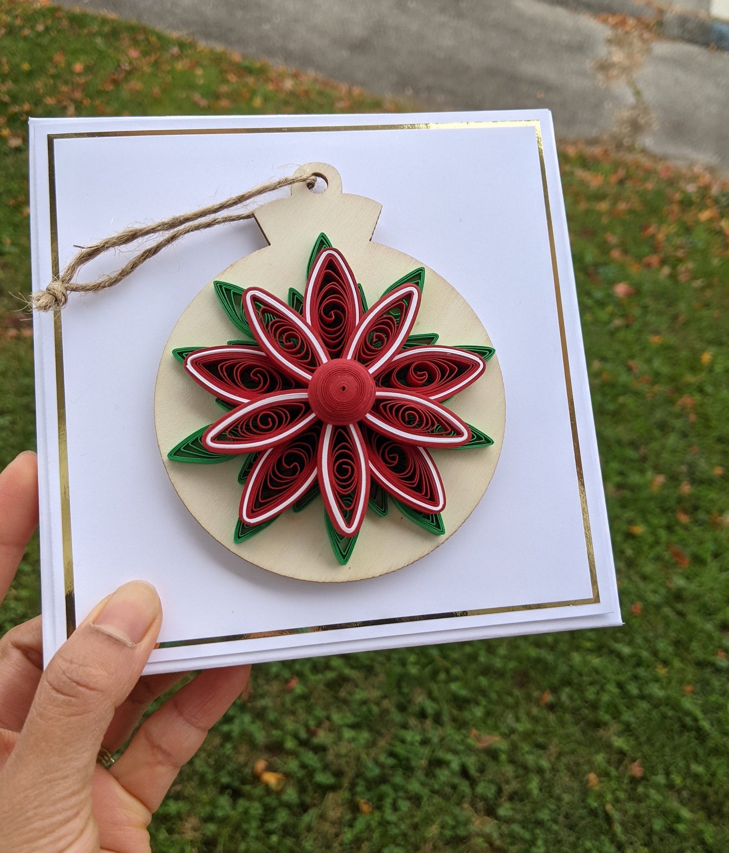 Christmas Quilled Ornament Card Removable Ornament