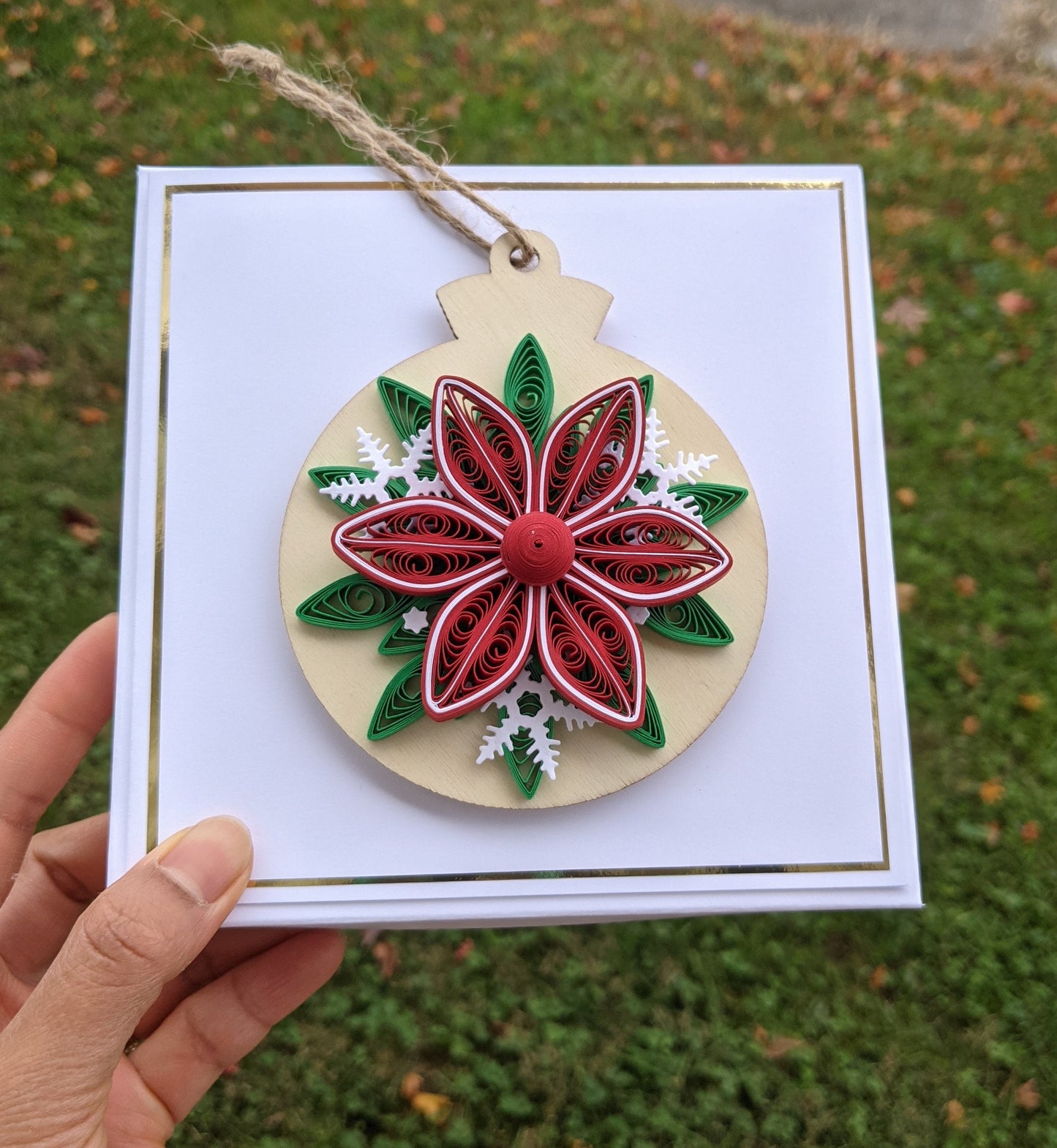 Quilled Removable Ornament Greeting Christmas Card