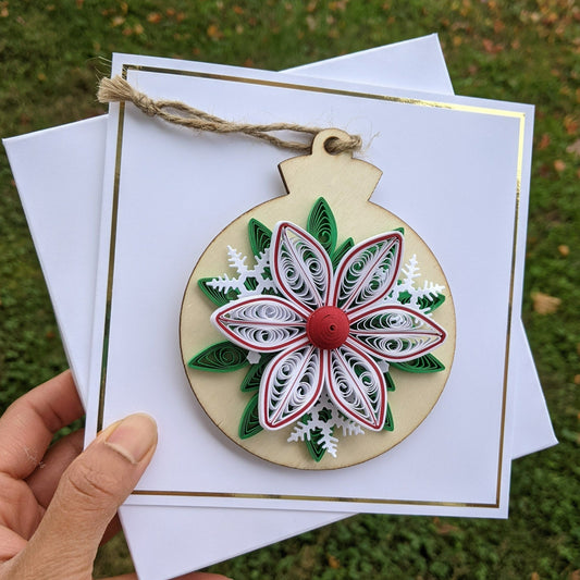 Christmas Quilled Removable Ornament Greeting Card- Handmade