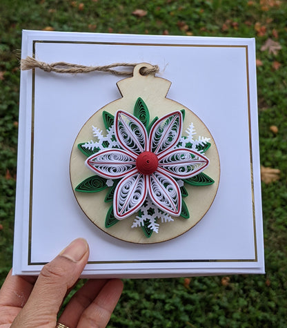 Christmas Quilled Removable Ornament Greeting Card- Handmade