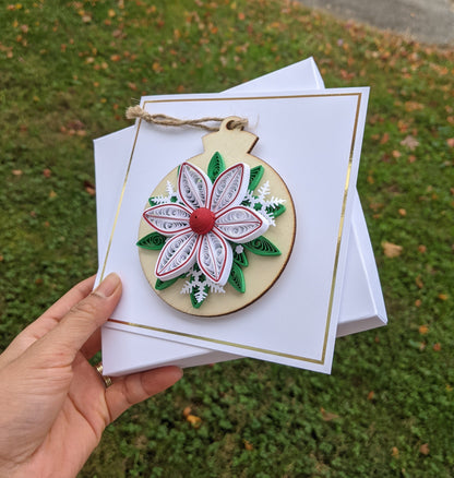 Christmas Quilled Removable Ornament Greeting Card- Handmade