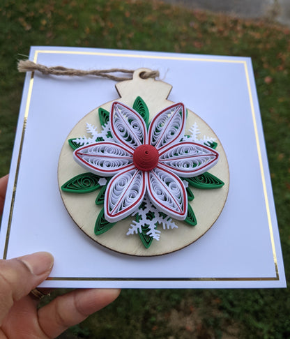 Christmas Quilled Removable Ornament Greeting Card- Handmade