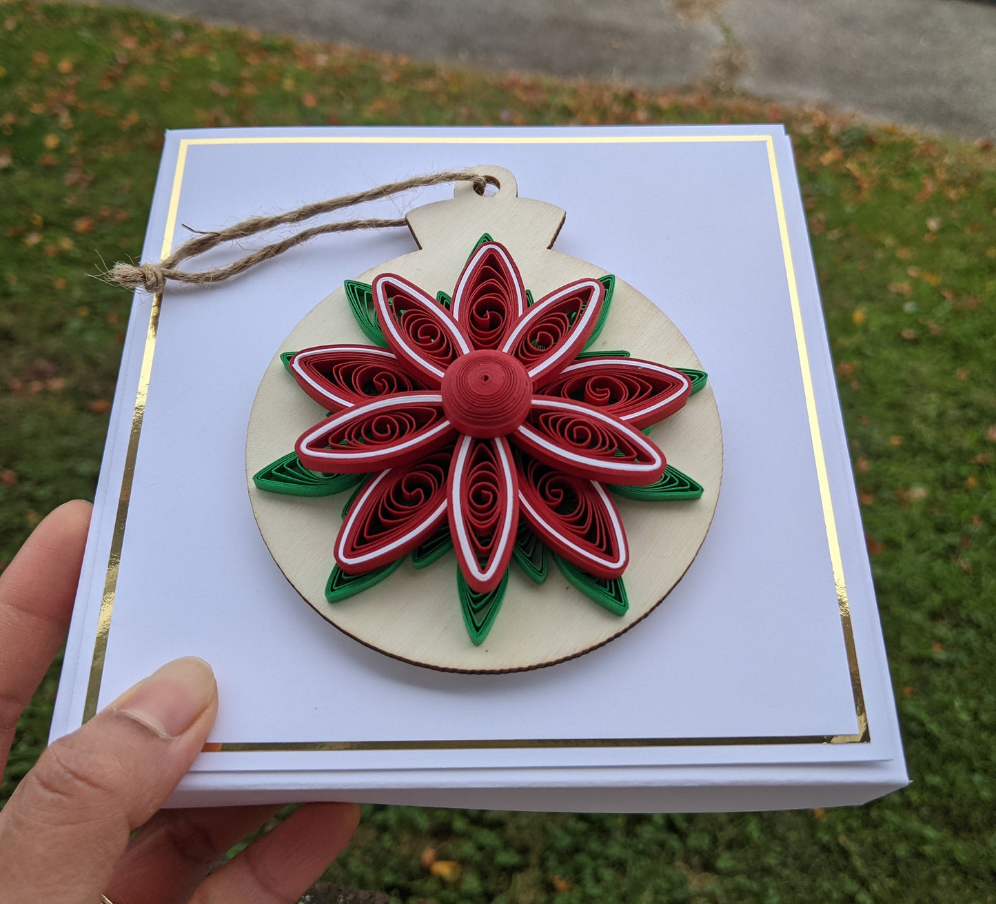 Christmas Quilled Ornament Card Removable Ornament