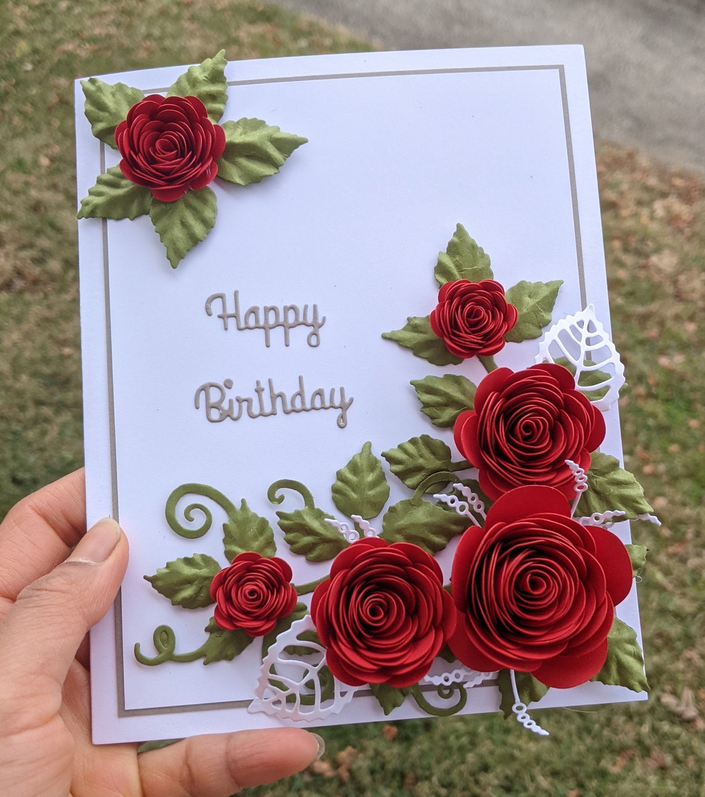 3D Rose Birthday Quilled Greeting Card- All Purpose