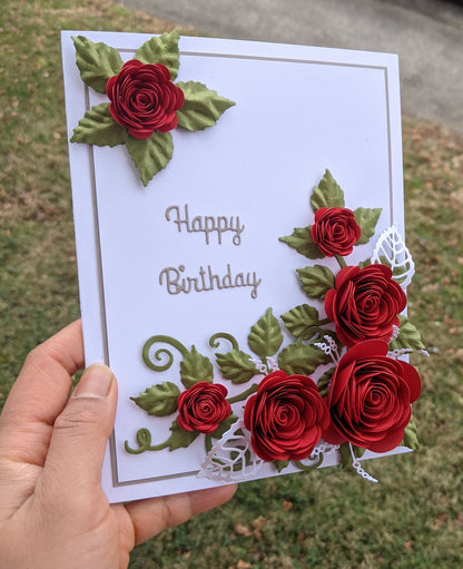 3D Rose Birthday Quilled Greeting Card- All Purpose