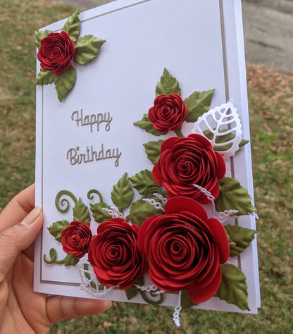 3D Rose Birthday Quilled Greeting Card- All Purpose