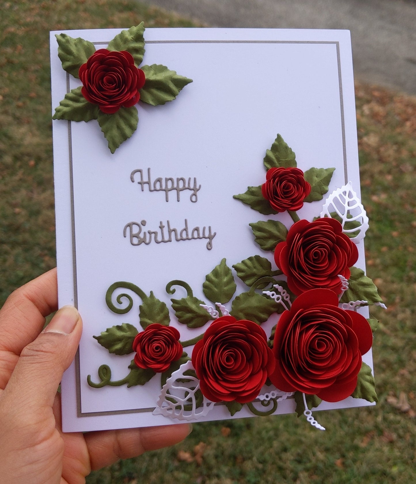 3D Rose Birthday Quilled Greeting Card- All Purpose