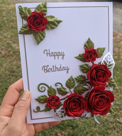 3D Rose Birthday Quilled Greeting Card- All Purpose