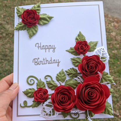 3D Rose Birthday Quilled Greeting Card- All Purpose