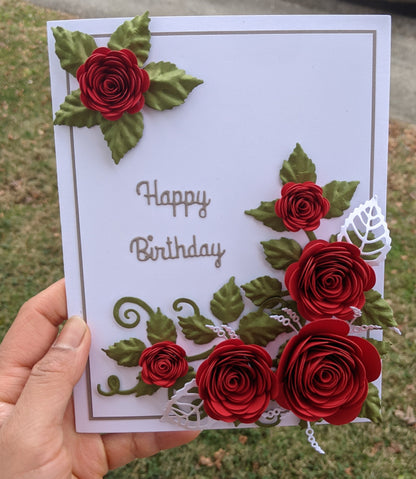 3D Rose Birthday Quilled Greeting Card- All Purpose