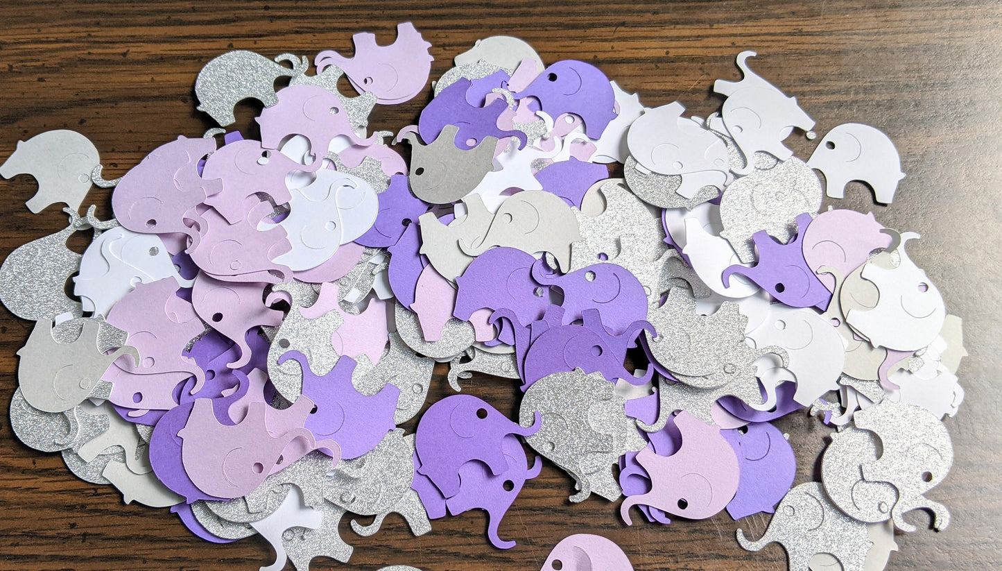 Purple Elephant Confetti- Baby Shower Decor- Handmade